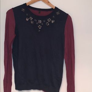 Benetton Color Block Beaded Sweater